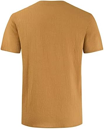 A férfiak Kis V-Nyakú Pamut Ágynemű Rövid Ujjú Alkalmi Hippi Strand póló Nyári egyszínű Laza, Könnyű Felső