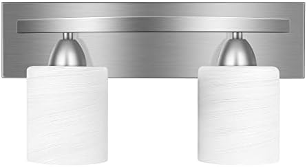 Fürdőszoba Hiúság világítótestet, 2-Világos, Modern Fürdőszoba Világítás Üveg Árnyalatú, matt Nikkel Fürdő Lámpatestek Át