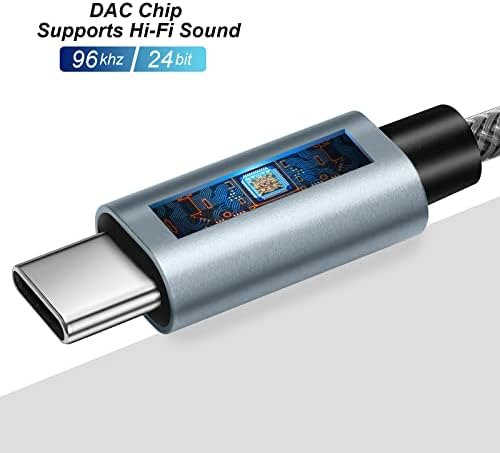 ChengYaocable USB-C-3,5 mm-es Audió Adapter Samsung S23 S21 S22 Ultra Z Flip Megjegyzés 20, Pixel 6/5 (1 Csomag, Szürke)